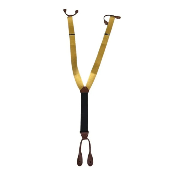 Boston Traders Vintage Yellow Leather Y-Back Suspenders Adjustable - Picture 1 of 4